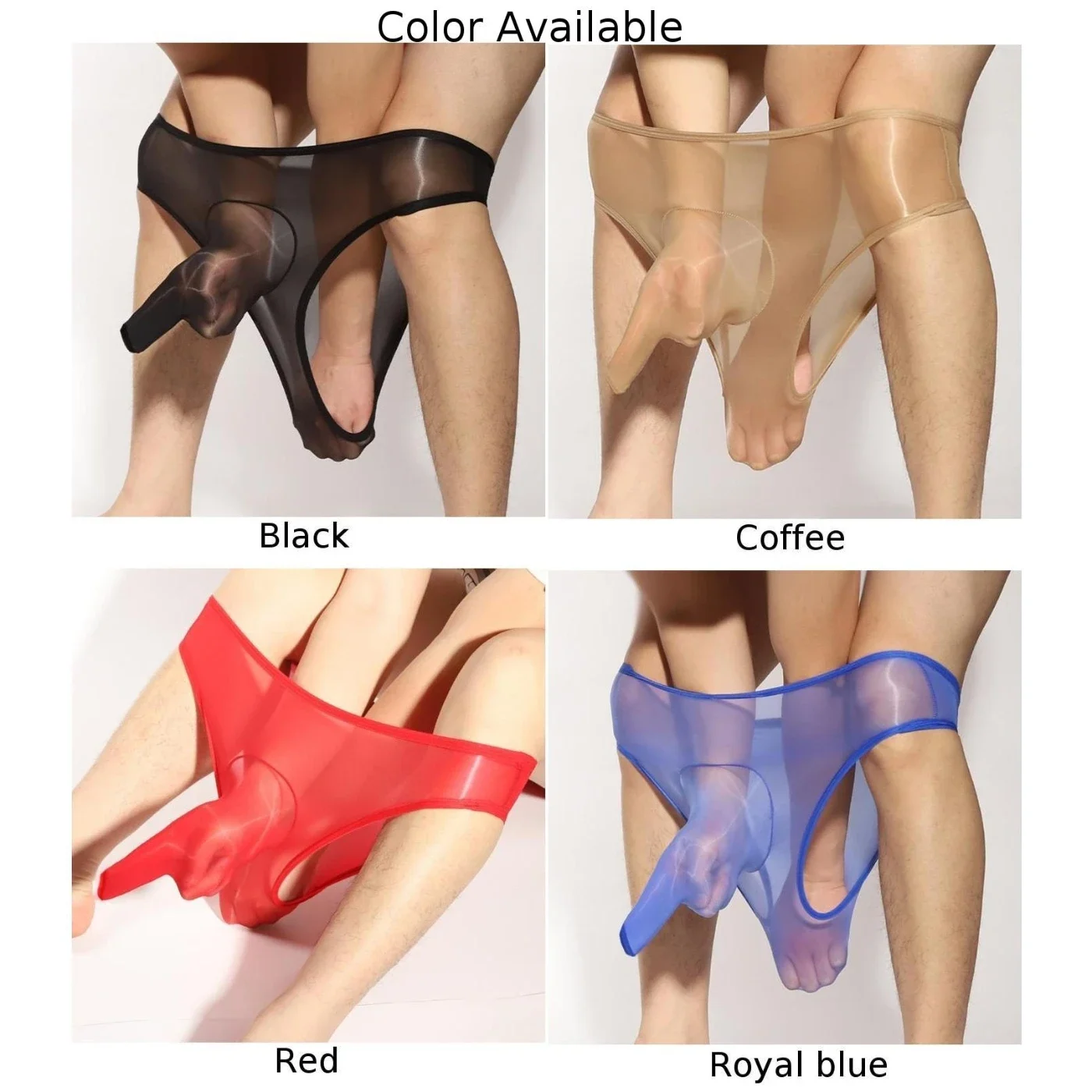 Sexy Mens JJ Sleeve Briefs Sissy Erotic Lingerie See Through Pantyhose Panties Sheer Thong Bikini Underwear Seamless Underpants