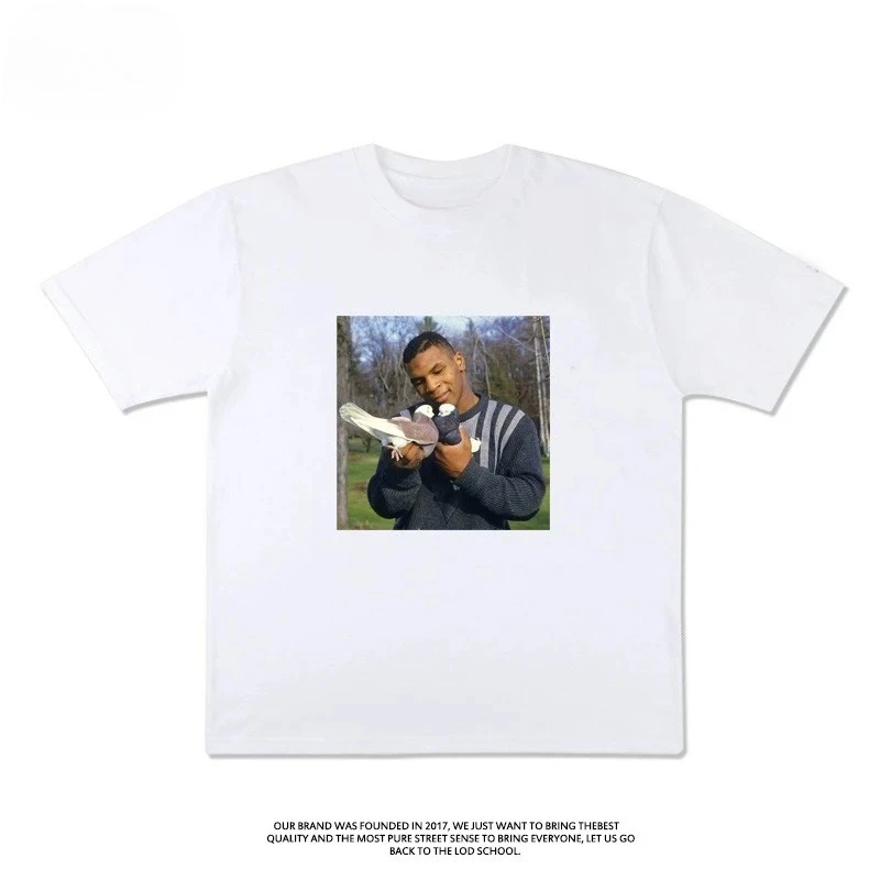 الأوروبية الأمريكية خمر مايك تايسون تي شيرت الصيف القطن قصير الأكمام الملاكمة بطل مطبوعة المحملة