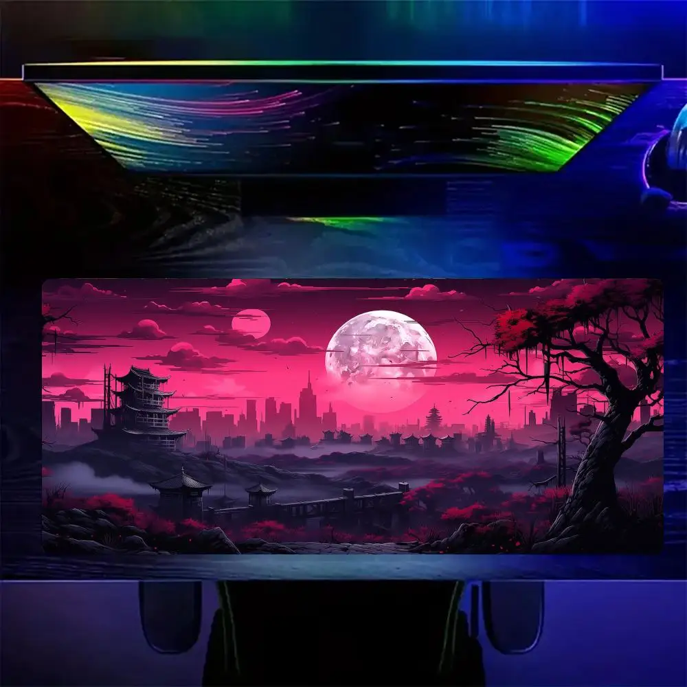 Ancient Attic and Cyber City Mouse Pad Gaming mats Non-Slip Desk Mat mouse carpet with Stitched Edge HD printing Office mat