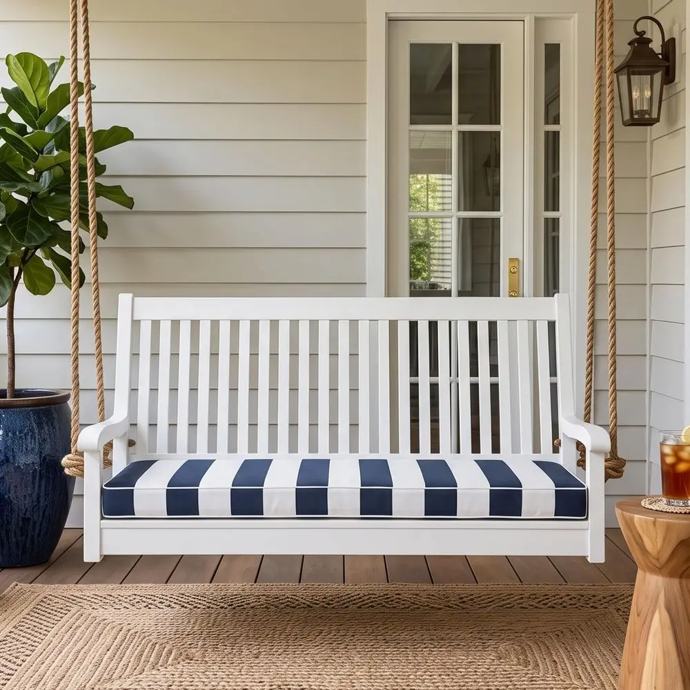 Hayden Acacia Wood Porch Swing with Cushion Heavy Duty Hanging Patio Bench Swing with 10 ft. Rope Kit, 500 lbs Weight Capacity,