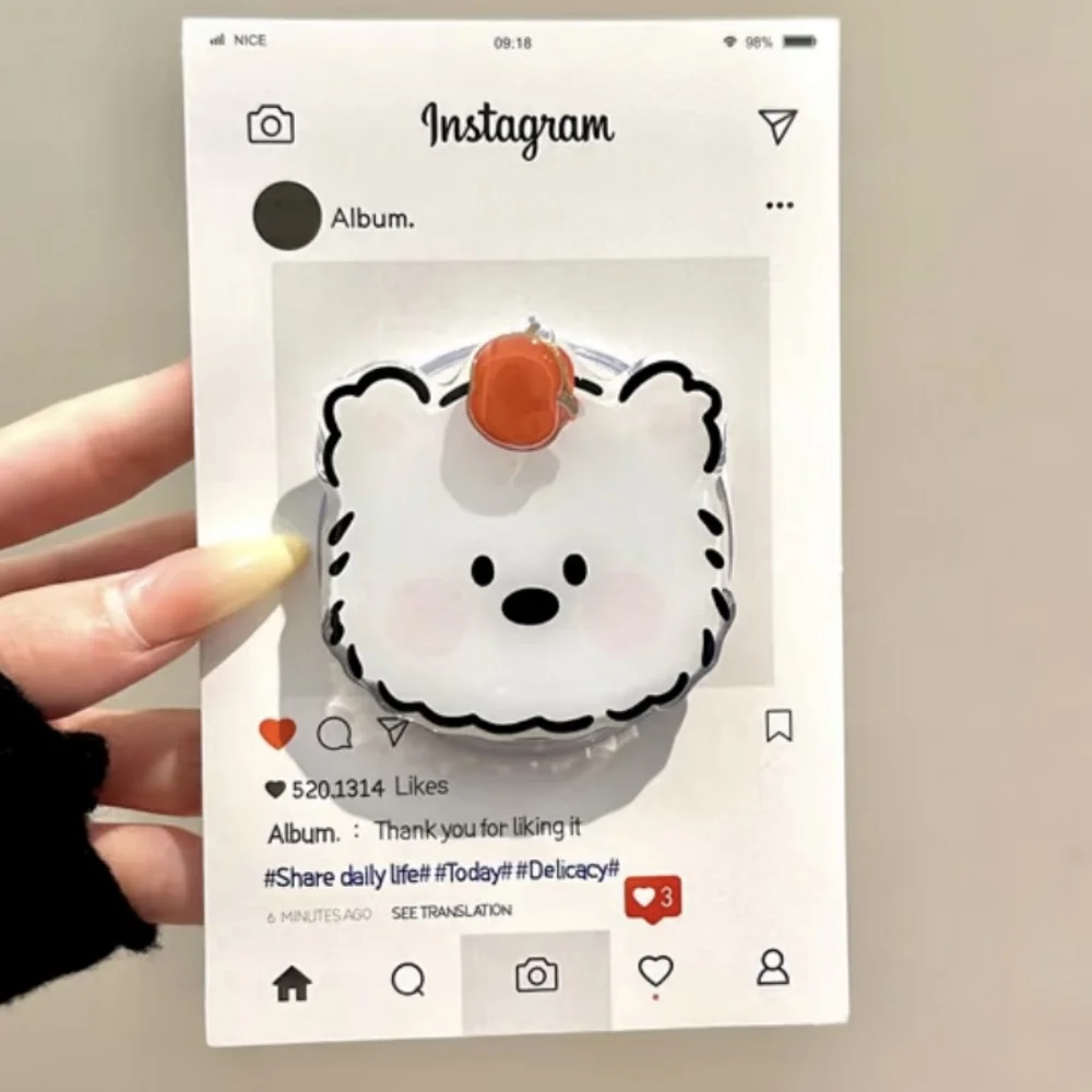 

Korean Cute Puppy Rotation Apple For Magsafe Magnetic Phone Griptok Grip Tok Stand For iPhone 15 Wireless Charging Case Holder