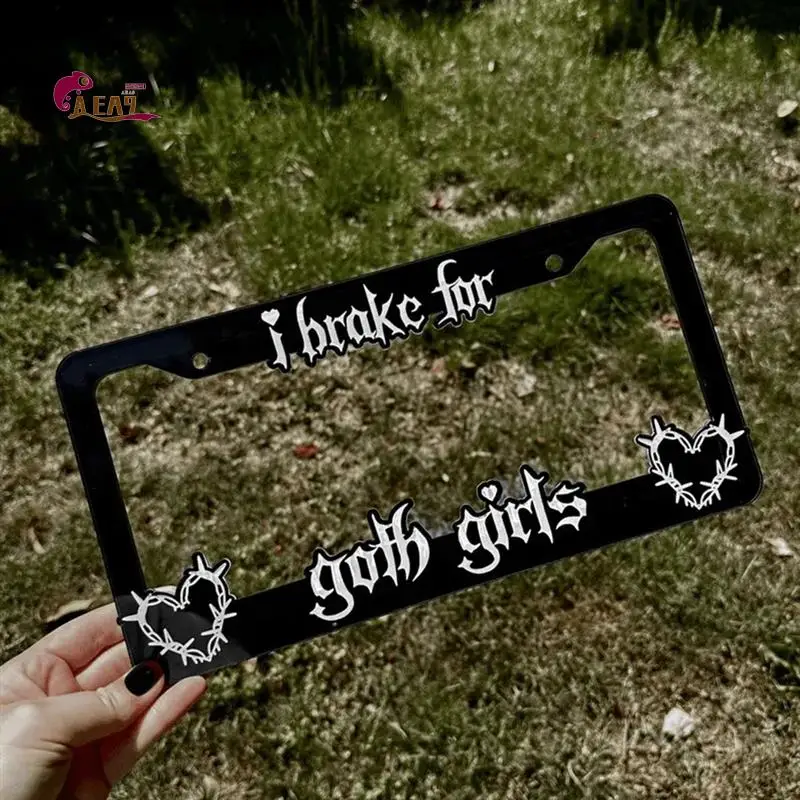 

AEA9-черная рамка номерного знака, декоративный тормоз номерного знака для девочек-готов, портативная рамка для автоматического знака для любителей автомобилей, простая в использовании