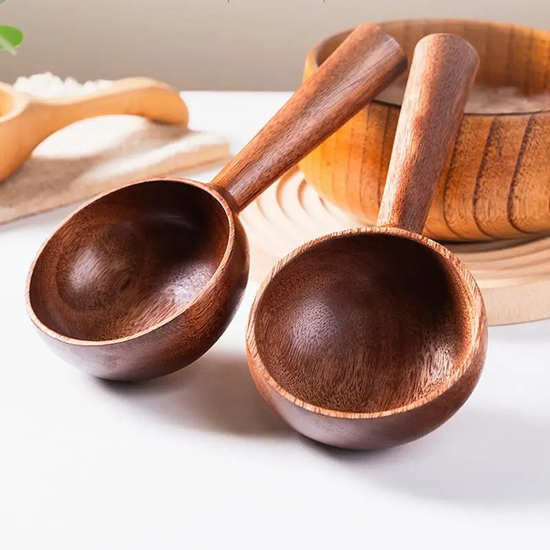 1pcs Solid Wood Scoop Japanese StyleLong Handle Rice Scoop Kitchen Water Scoop Wooden Spoon Bath Sauna Wooden Bucket Spoon