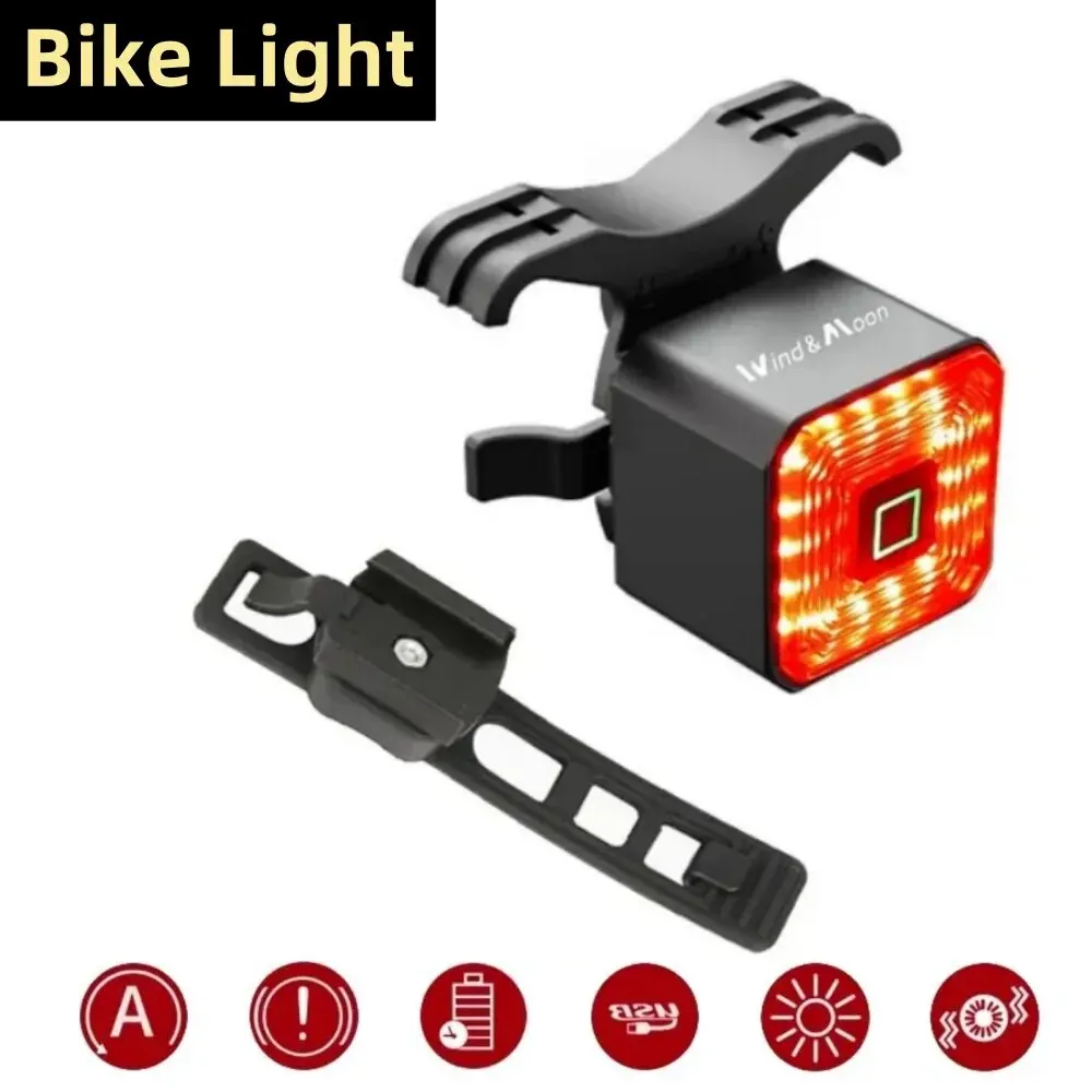 Smart Bicycle Rear Brake Tail Light MTB Road Bike Auto Brake Sensing Light SB Rechargeable IPX6 Waterproof LED Ride Warning Lamp