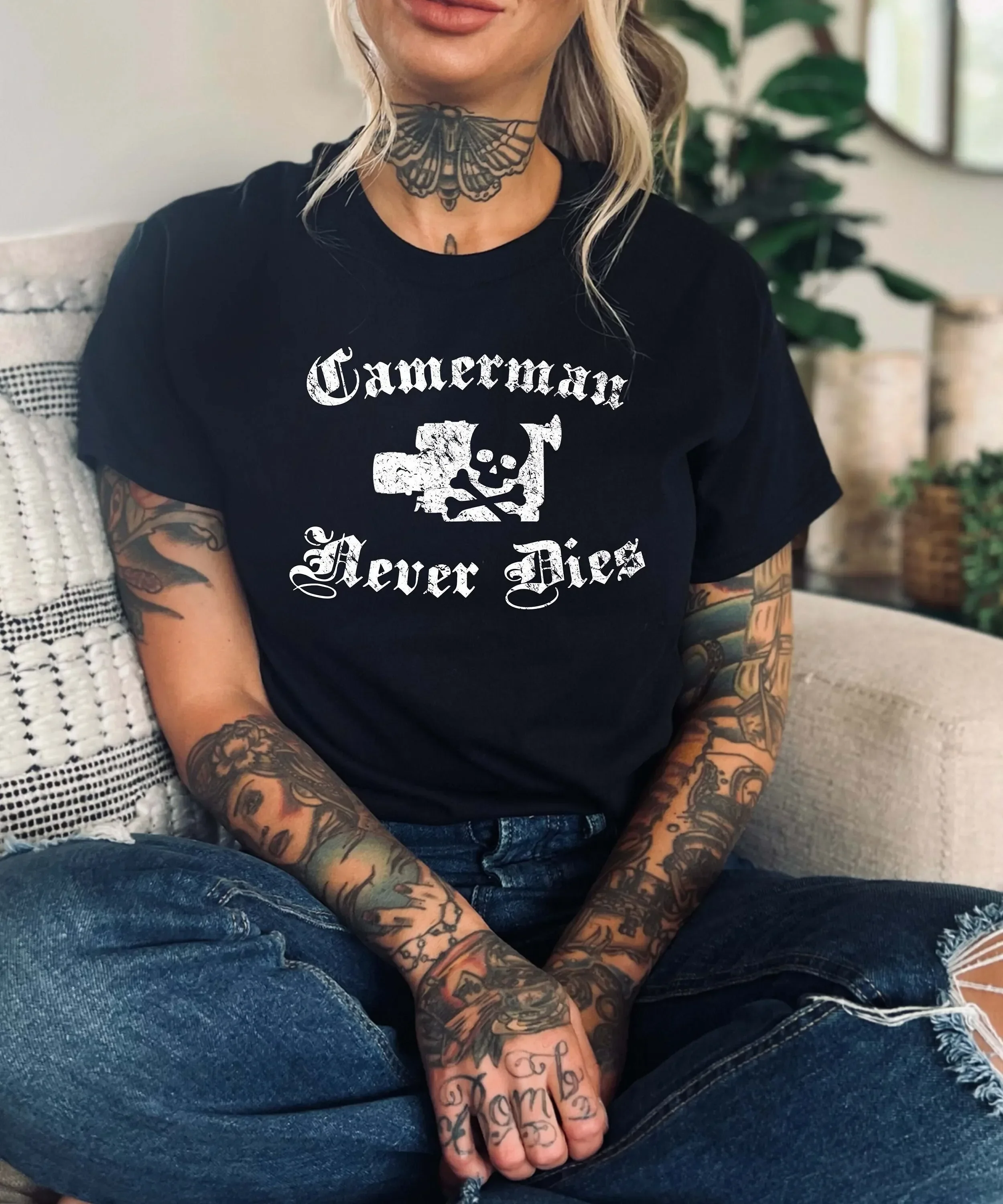 Cameraman Never Dies T Shirt Videographer Apparel Movie Maker Art Photographer Birthday Party Film Student Clothing