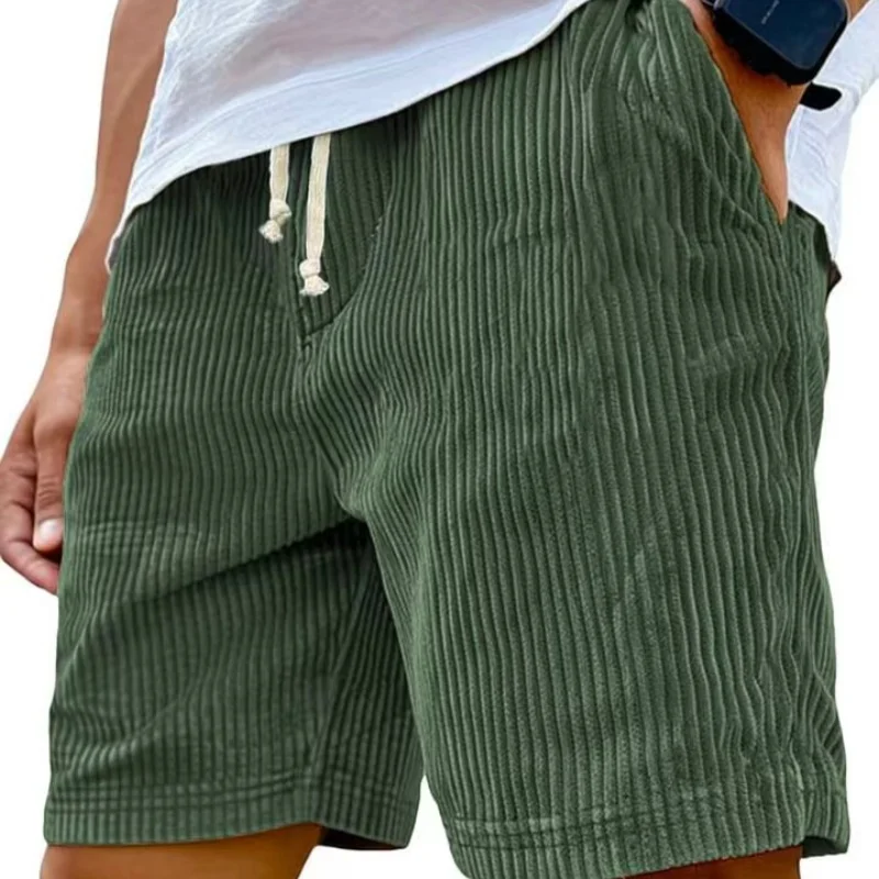 

NEW Summer Corduroy Sports Shorts Men Comfortable Elastic Beach Pants Male Breathable Sweatpants Men Loose Jogger Casual Shorts