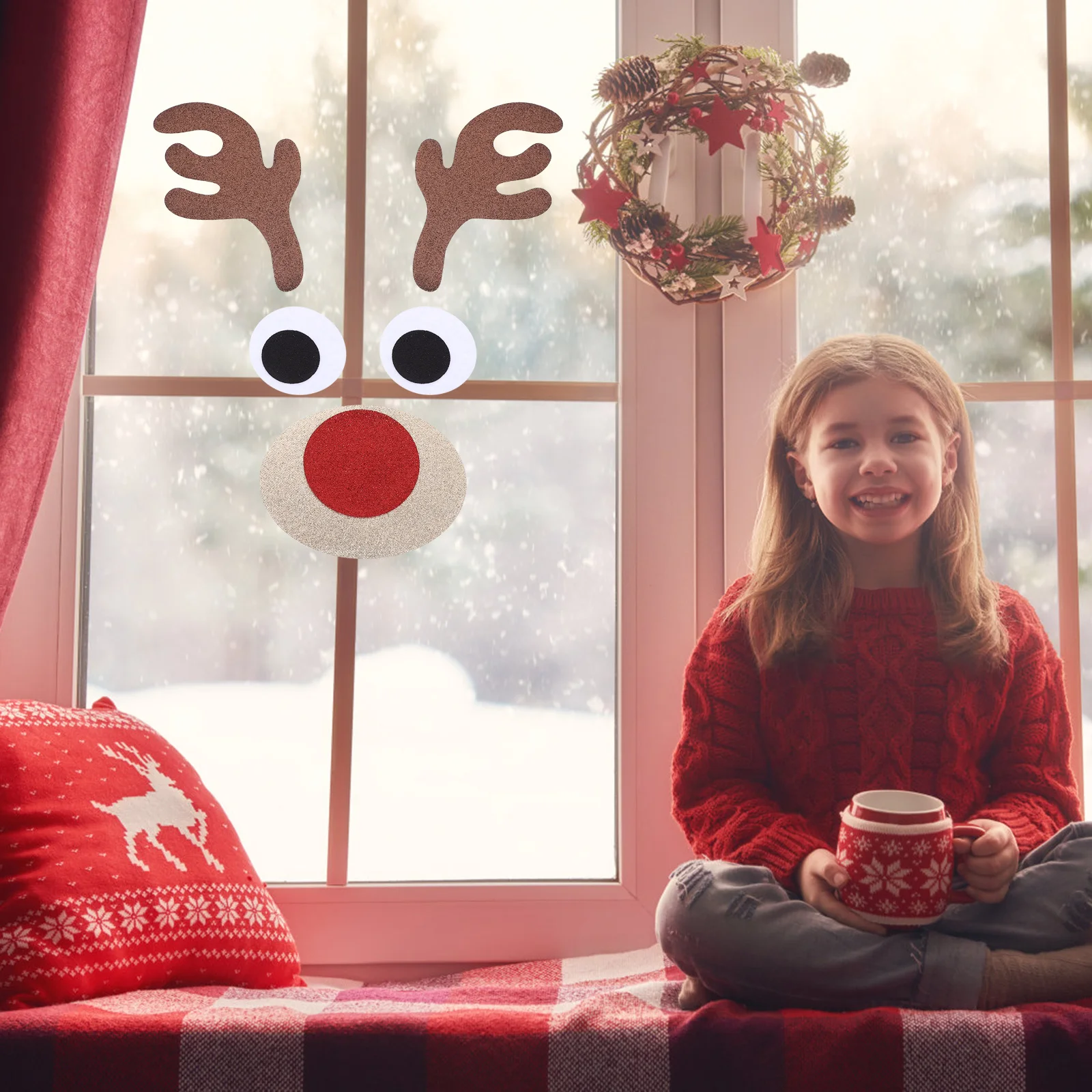 

1 Set Of Vivid Funny Design Christmas Diy Wall Sticker For Window Door Home Decor Xmas Party Scene Layout Cartoon Christmas