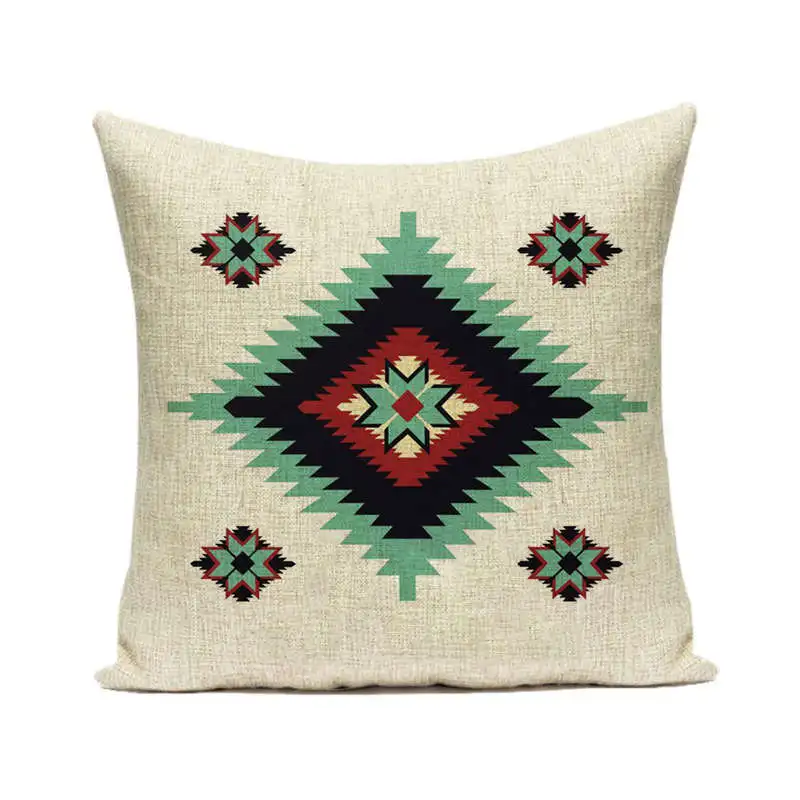 45x45cm decorazione del soggiorno di casa fodera per cuscino in lino/cotone federe per cuscino con motivo geometrico azteco bohémien