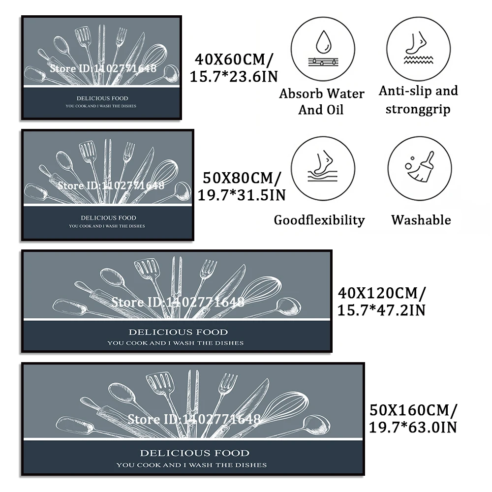 Kitchen Mat Simple Carpet Household Door Mats Rug Hallway Decor Carpet Bathroom Entrance Doormat Anti Slip Absorb Water