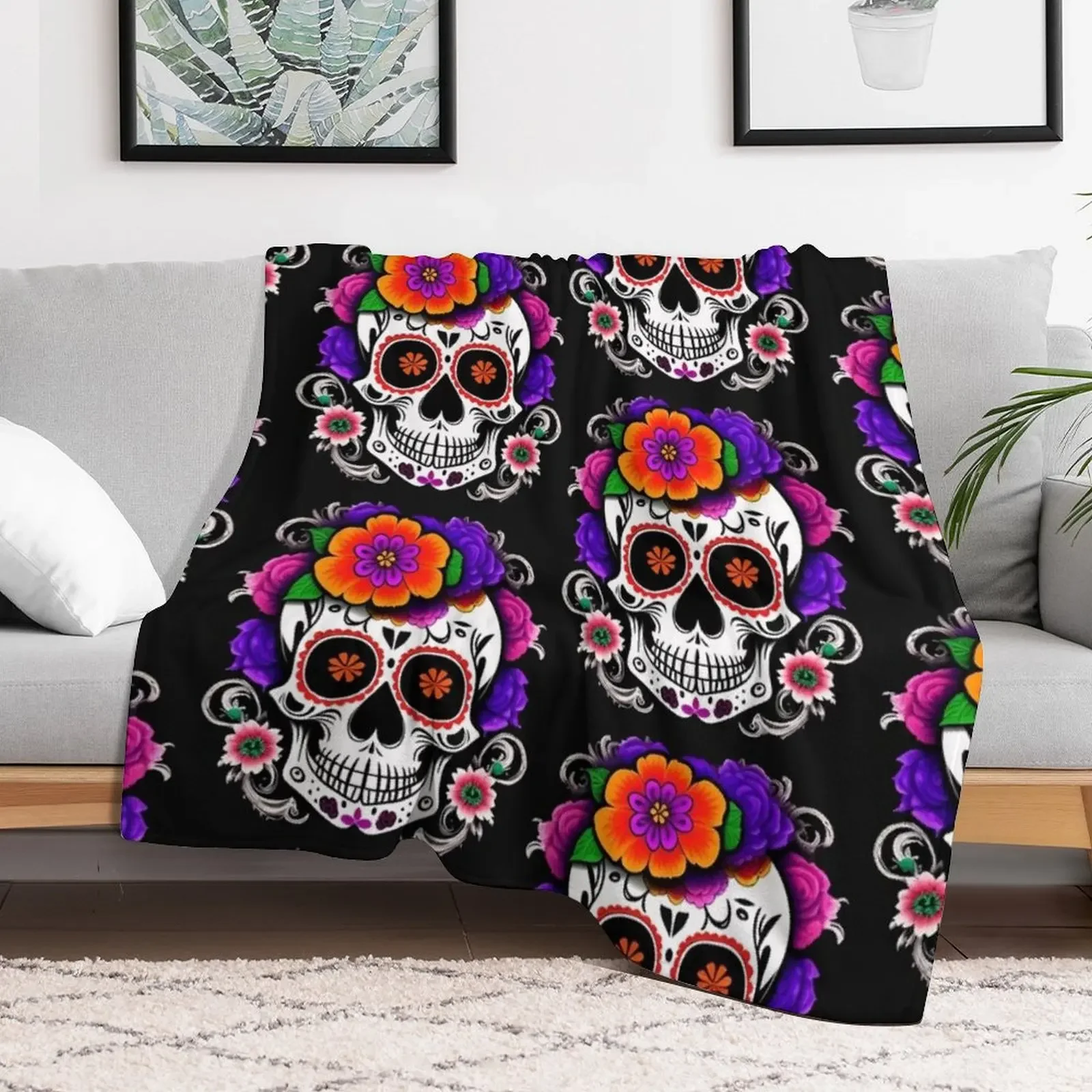 Día de los Muertos Throw Blanket No Pilling Soft Warm Blanket for Bed