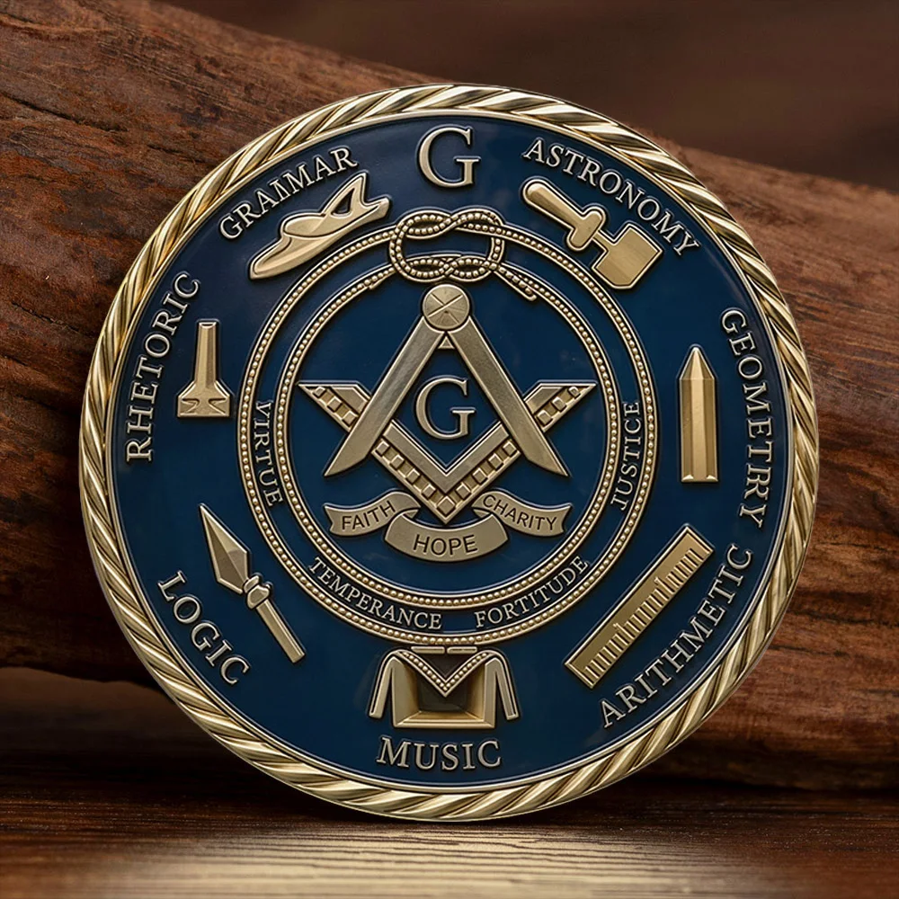 Masonic Lodge #524 Gold Plated Challenge Coin Touissant Louverture 110‑Year Commemorative Coin Freemason Enamel Souvenir Gift