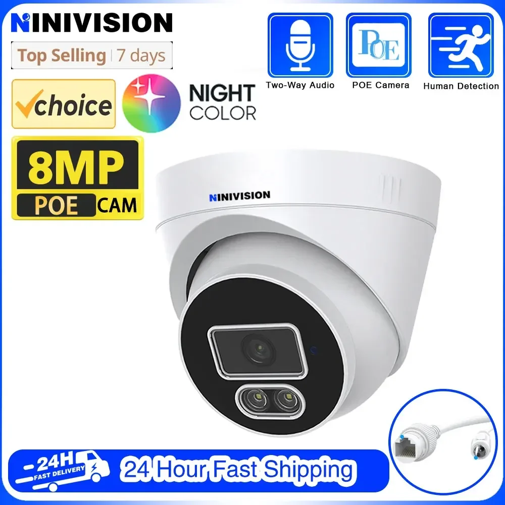 

8MP POE IP Camera UltraHD Outdoor Indoor IP Camera POE With Mic/Audio 8-Megapixel Security Surveillance Cameras 4K Color Night