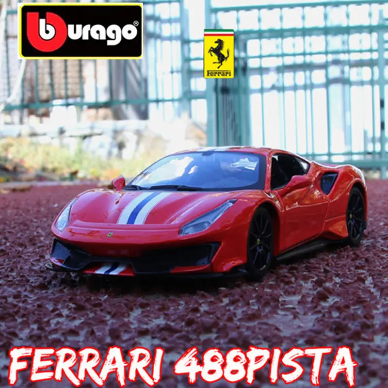 Bburago 1:24 Ferrari 488 PIsta Alloy Sports Car Model Diecasts Metal Racing Car Model Simulation Collection Childrens Toys Gift