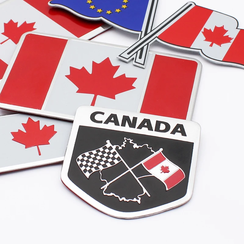 

Стайлинг автомобиля, эмблема 3D алюминий, логотип Канады, наклейки с флагом, украшения, автоаксессуары для Toyota Ford Chevrolet Hyundai Honda и т. д.