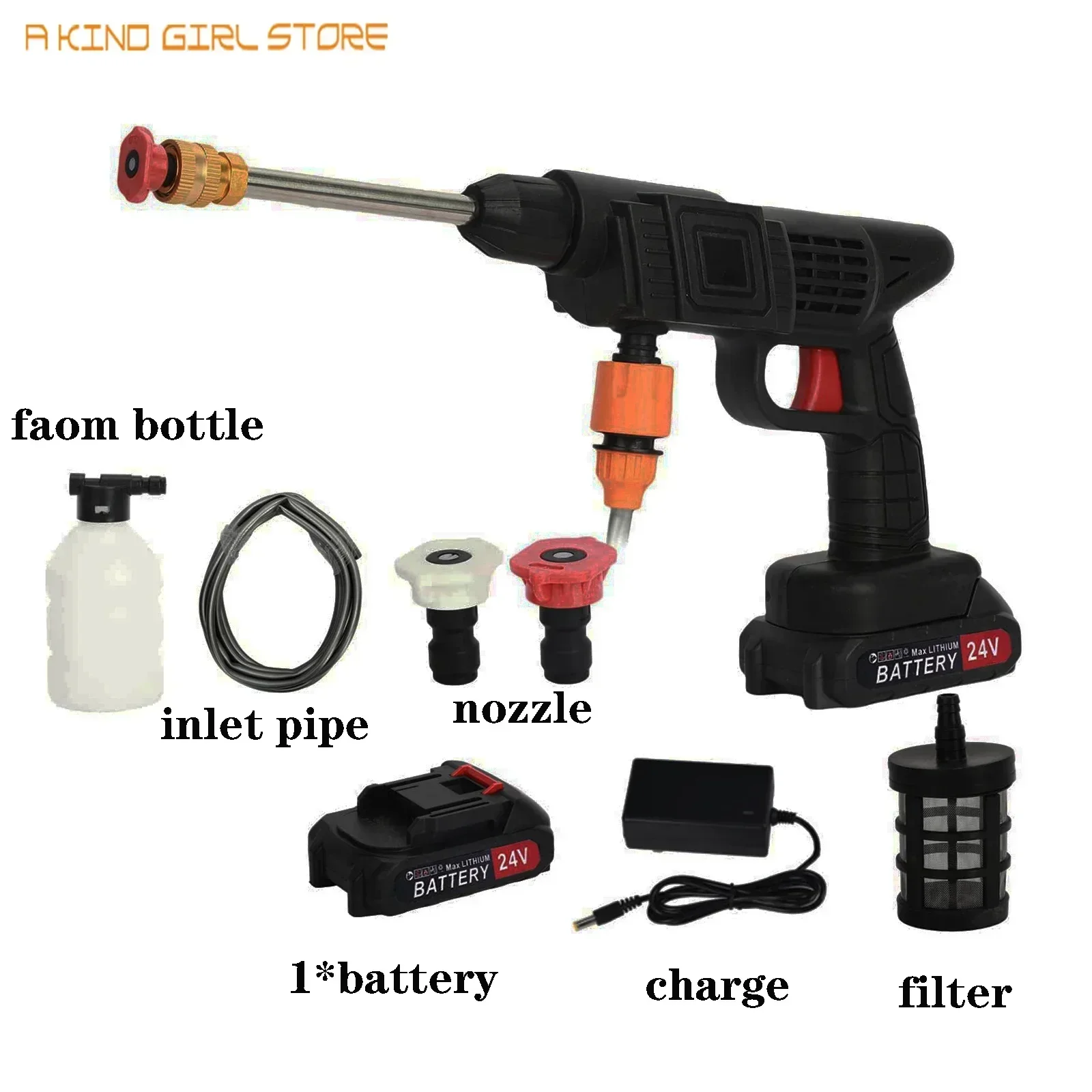 Electric High Pressure Washer Rechargeable Car Wash Gun Cordless Electric Water Gun Foam Machine for Makita 24V Battery