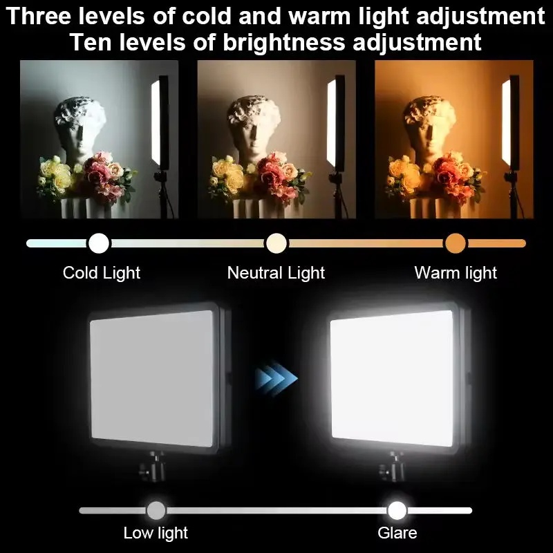 Ambitful 280 LED Video Light 2800K-7000K Panel Light Studio Fill Lamp Photography Lighting Photo w Light Stand for Live Stream