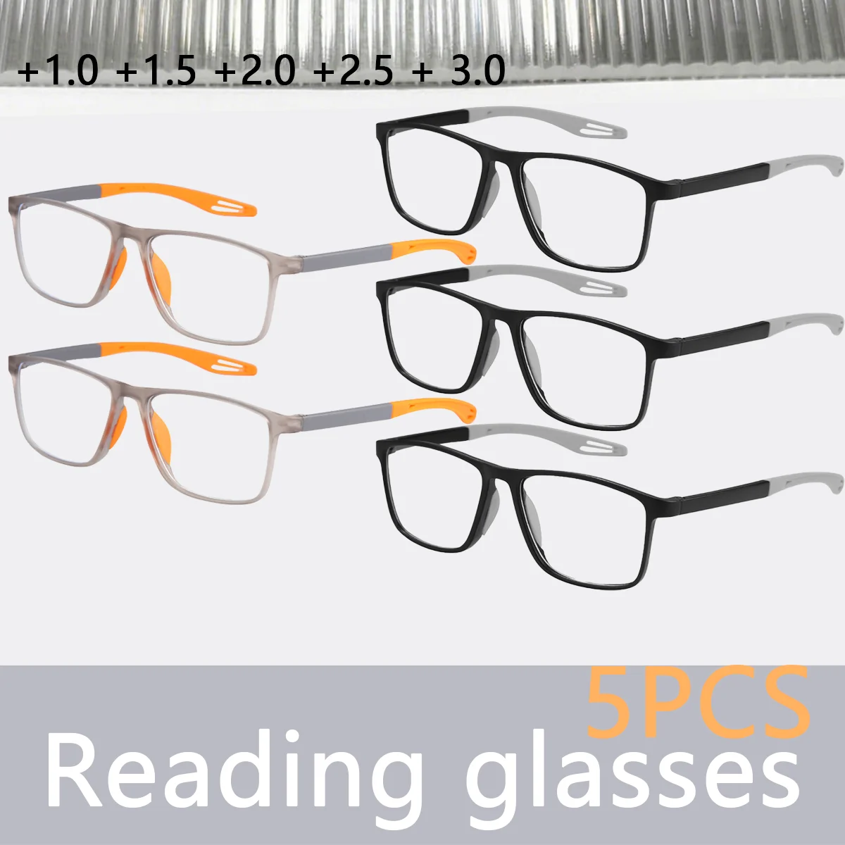 5pcs Fashion TR90 Reading Glasses for Women and Men Spring Leg Sports Presbyopia Glasses Anti Blue Light Glasses +1.0 ~+3.0