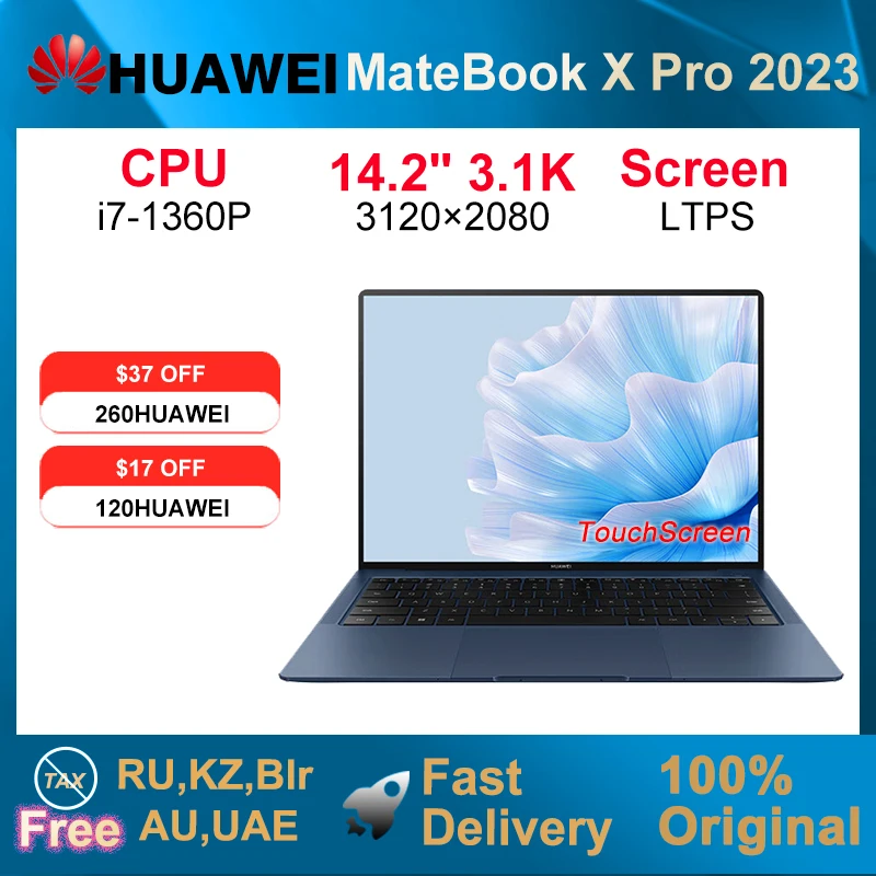 2023 HUAWEI MateBook X Pro Laptop i7-1360P 16/32GB 1/2TB 13th Core Notebook 14.2-inch 3.1k Touch-screen Computer HDR Vivid LTPS