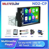 ND2 7010b car stereo 1Din mp5 player Built-in Wired Car-play Android Auto With reverse camera For Universal Audi Ford KIA TOYOTA