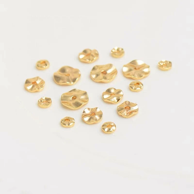 30pcs 4 6 8mm 18K/14K Gold Flat Disc Round Spacers Beads Loose Metal Bead Blanks for DIY Bracelet Necklace Jewelry Making Supply