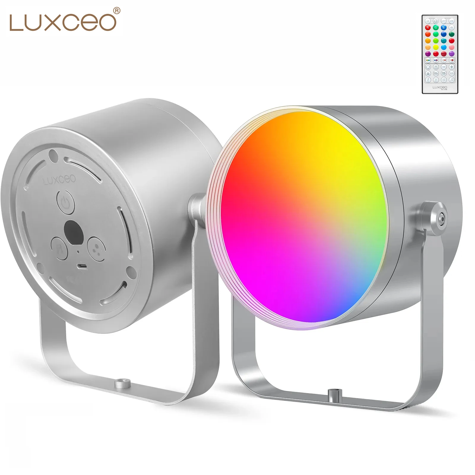 

LUXCEO RGB LED Video Light Music Mode Remote Control Color Changing Photography Light for Stage Bar Party TV Atmosphere Light