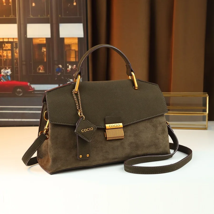 

Новая женская сумка через плечо 2026 года с узором «Личи», модная сумка-мессенджер с поворотным замком