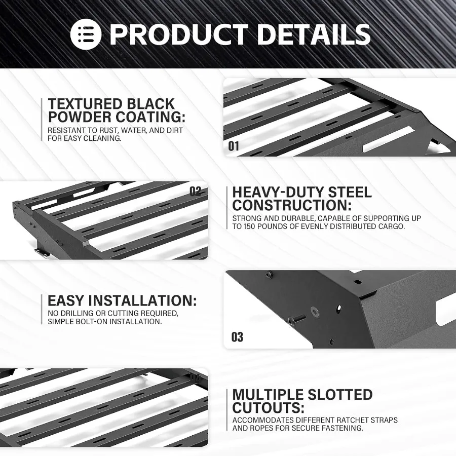 لتاكوما حامل سقفي سلة البضائع متوافقة مع 20052023 تاكوما طاقم الكابينة أفرلاند على السطح شاحنة صغيرة حامل البضائع العروة العلوية #4