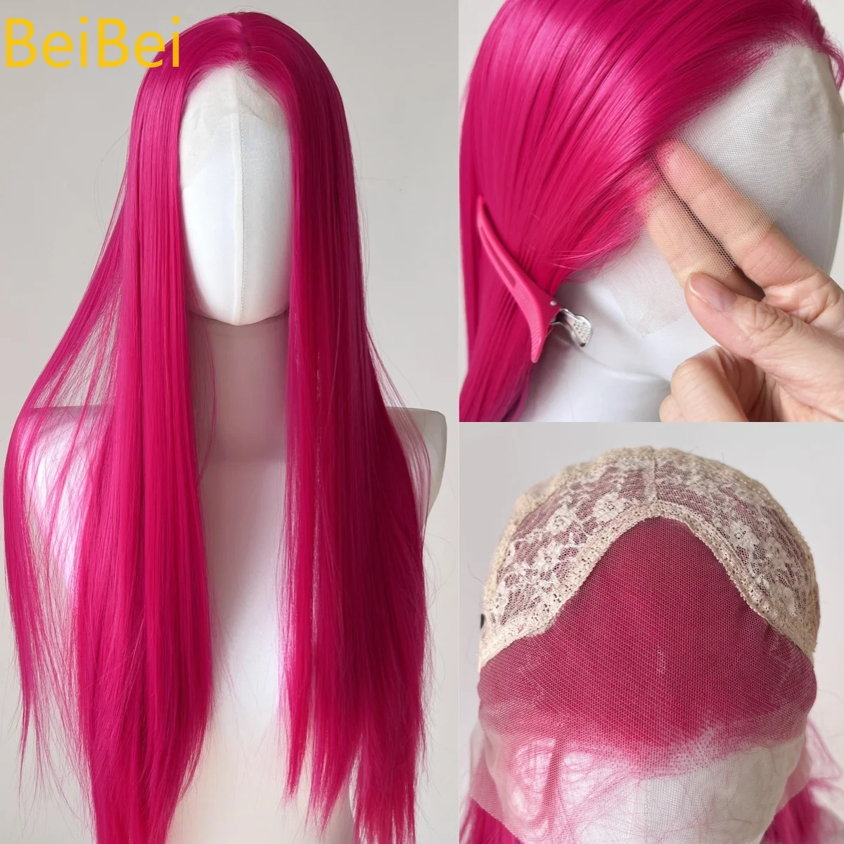 

Pink Lace Front Wig for Women 26 Inch Long Straight 13*4 Lace Wigs High Quality Synthetic Lace Wigs Natural Looking for Cosplay