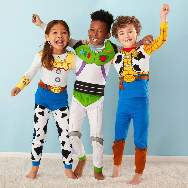 Kids Pjs for Boys Cartoon Buzz Lightyear Mickey Mouse Pixar Spiderman Pijama Set Frozen Elsa Rapunzel Girls Pajamas Long Johns