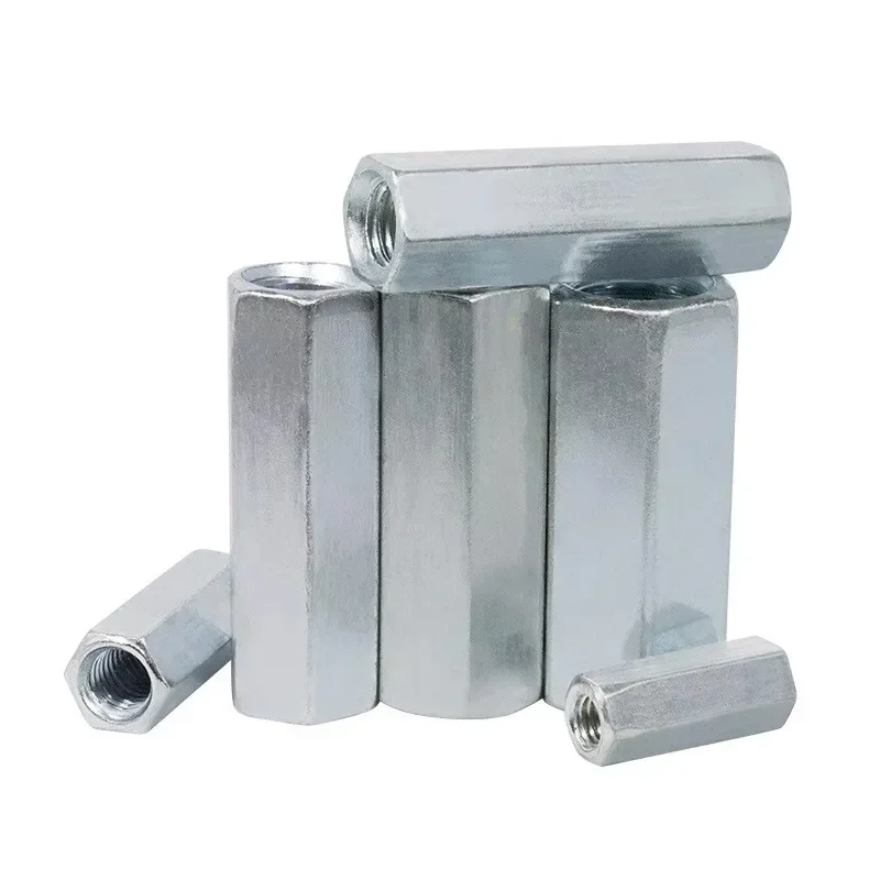 Coupling Nut M4 M5 M6 M8 DIN6334 Zinc Plated Threaded Hex Rod Connectors Nut  Coupler Joint Sleeve ExtensionLong Nut