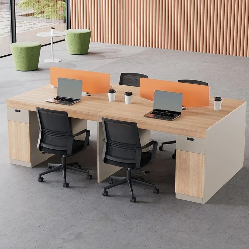 Combinaison bureau et chaise de direction, poste de travail simple et moderne pour quatre personnes, poste de travail pour six personnes, mobilier de bureau, personnel