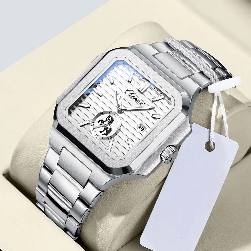 

CHENXI мужские часы модные деловые элитные квадратные кварцевые часы с календарем водонепроницаемые и люминесцентные Reloj Hombre