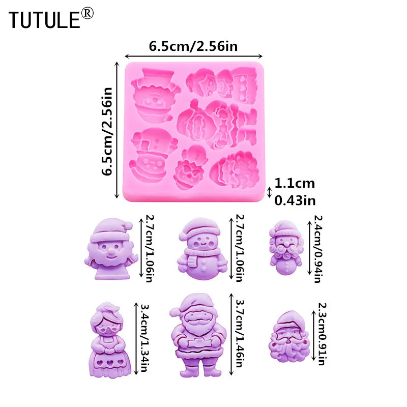 Santa Claus Silicone Mold Christmas Snowman Fondant Sugar Cupcake Craft Silicone Molds Drop Glue Decorative Epoxy Resin Molds - view 2