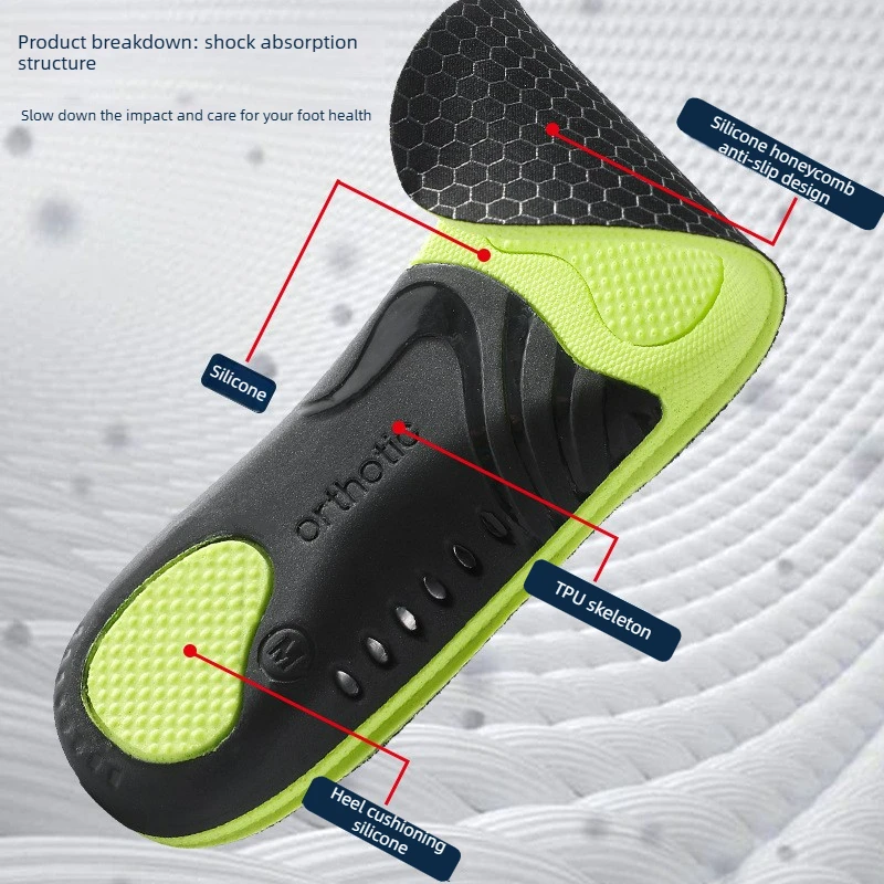 Arch Support Basketball Insoles with TPU Plate High Elasticity Shock Absorption Sweat-Wicking Breathable and Odor-Resistant