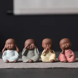 Y Ceramic Mini Monk Figurines Bonsai Fairy Garden Ornament Landscape Decoration Buddha Statue Home Decor Zen Meaning Tea Pet