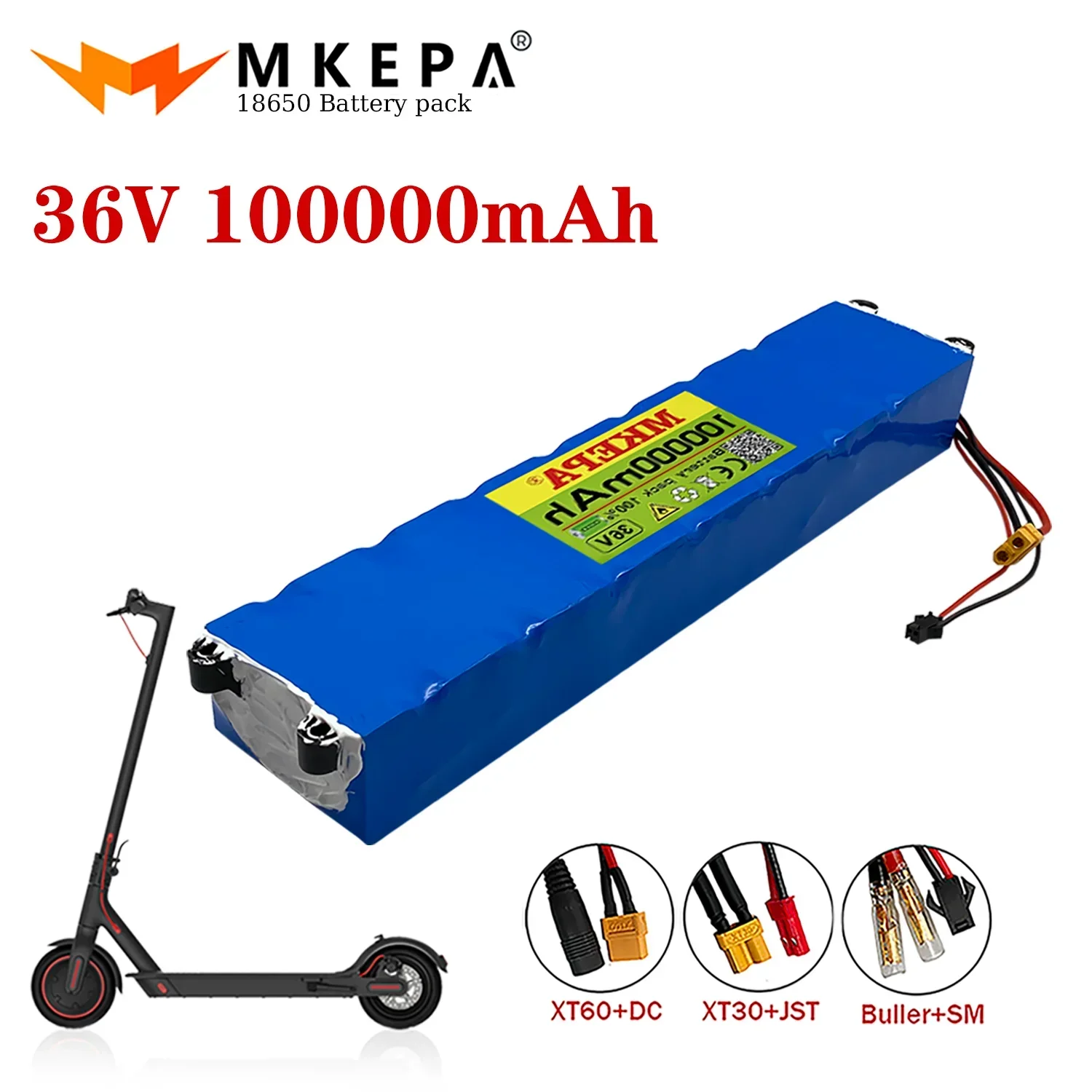 電動スクーター用mkepaリチウム電池パック、36v、100000mah、36v、18650、m365