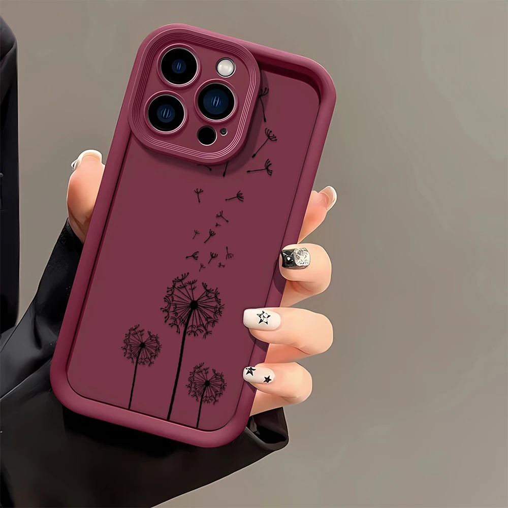 Soft Dandelion Flower Phone Case For iPhone 14 Pro For iPhone 13 11 12 16 15 Pro XS MAX XR 7 8 Plus SE 2022 Shockproof Cover - náhled 4