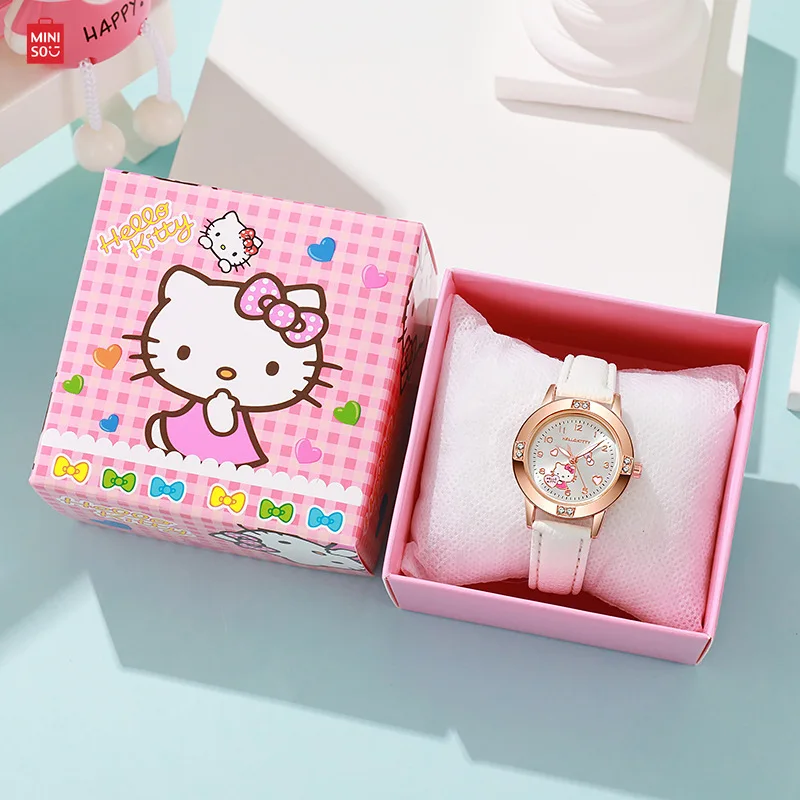 Miniso Hello Kitty Kuromi Cinnamoroll Watch Miniso Anime My Melody Quartz Fashion WristWatch Women Girl Children Birthday