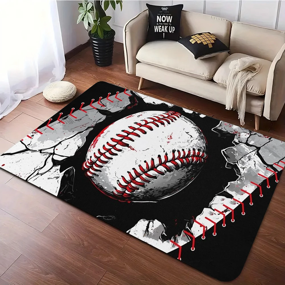 Baseball Sport Area Rugs Non-Slip Gaming Carpets Non-Slip Floor Mat Playing Room Decor Home Decor for Living Room Bedroom