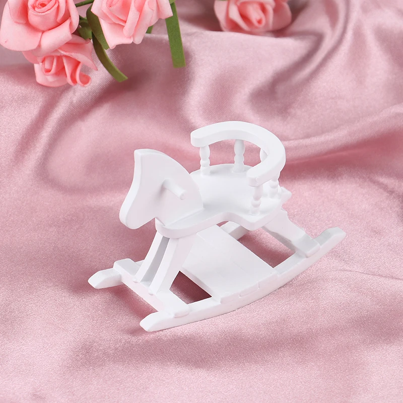 1/12 Dollhouse Miniature Wooden Rocking Horse Chair Furniture Accessories For Doll House Decor Pretend Play Toys