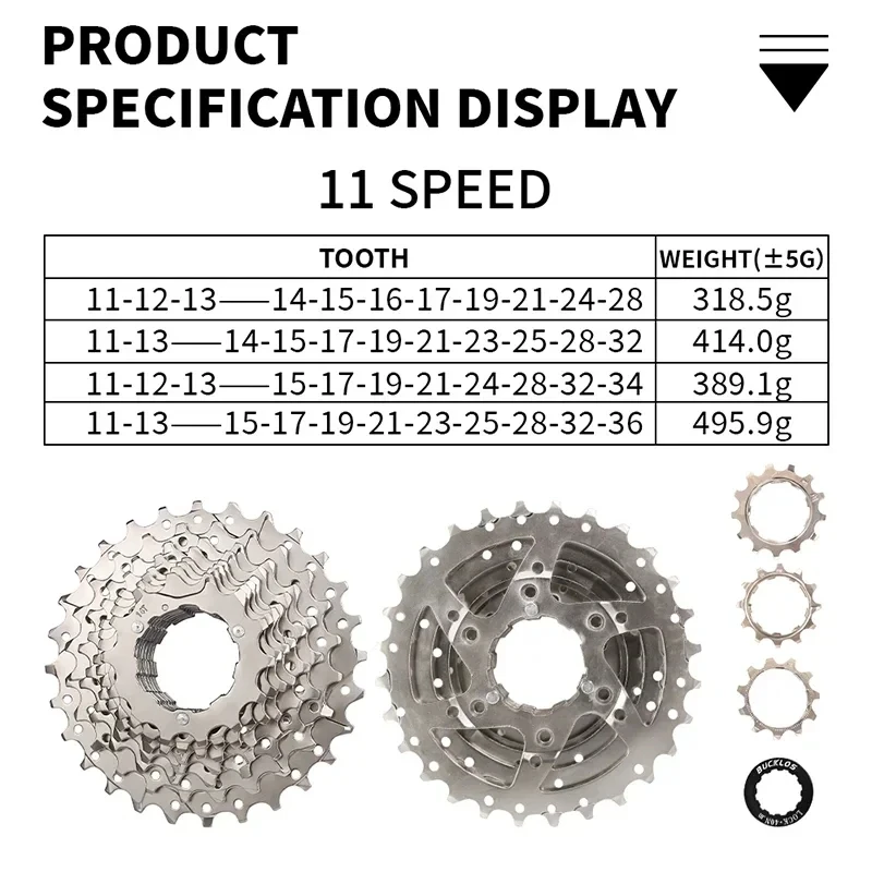 BUCKLOS K7 11V Fahrradkassette 11-Gang Rennrad Mountainbike Kassette 32T 34T 36T 42T 46T 50T 52T MTB Freilauf für Shimano HG – Detail 13