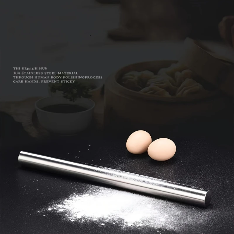 Non Stick Stainless Steel Rolling Pin Dough Roller Baking Tool Home Kitchen Dumpling Bun Pastry Presser Smooth