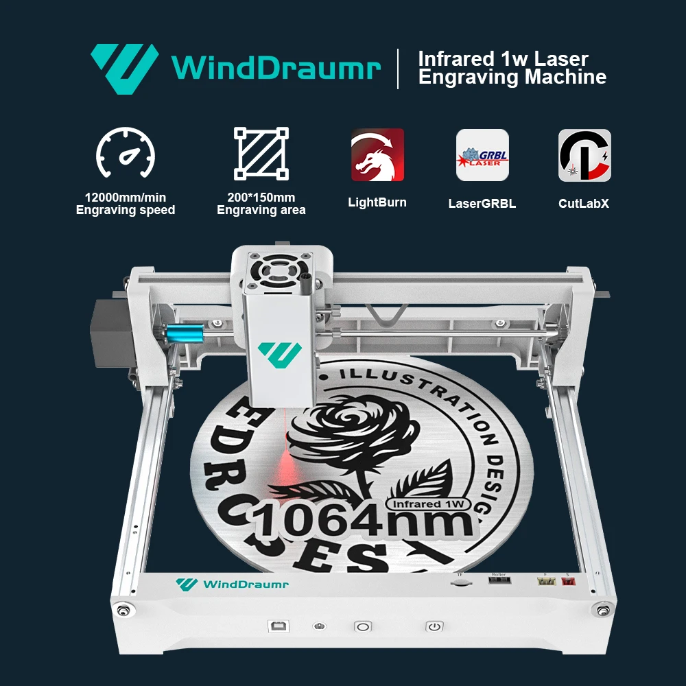 

Metal Laser Engraver CNC Laser Engraving Machine 200*150mm APP Control 12000mm/min Super Speed Laser Tool For Metal Jewelry DIY