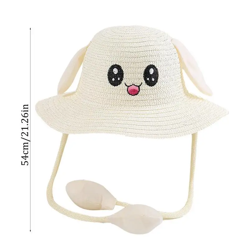 Straw Hat 360 Degree All-Round Protection Moving Ears Design Summer Sunshade Caps Cute Cartoon Sunhat Summer Accessories