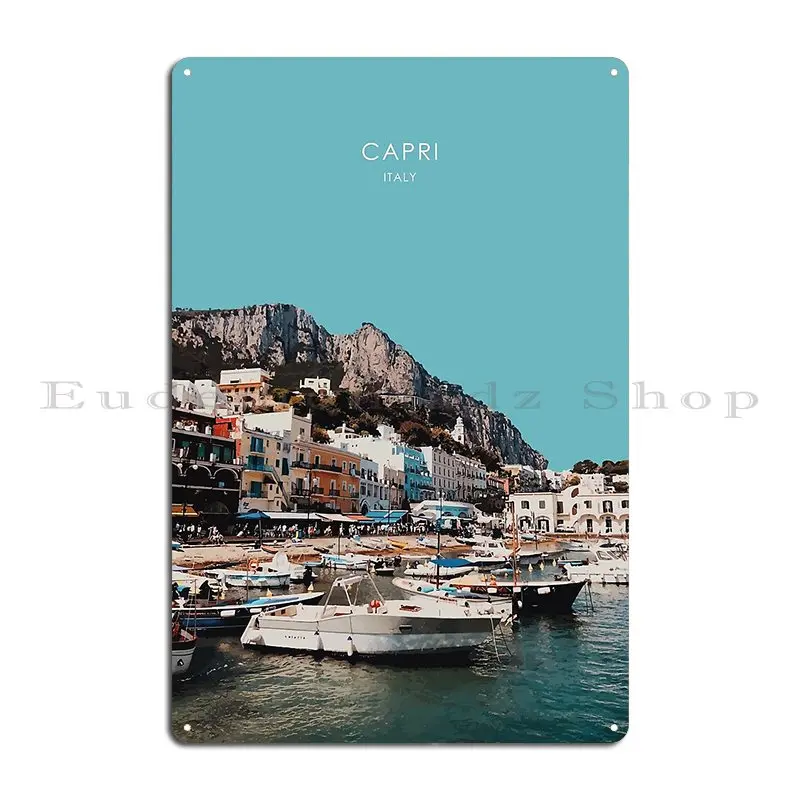 Capri Italy Travel Illustration Artwork Travel2nz Metal Plaque Poster Cave Bar Designing Garage Design Tin Sign Poster