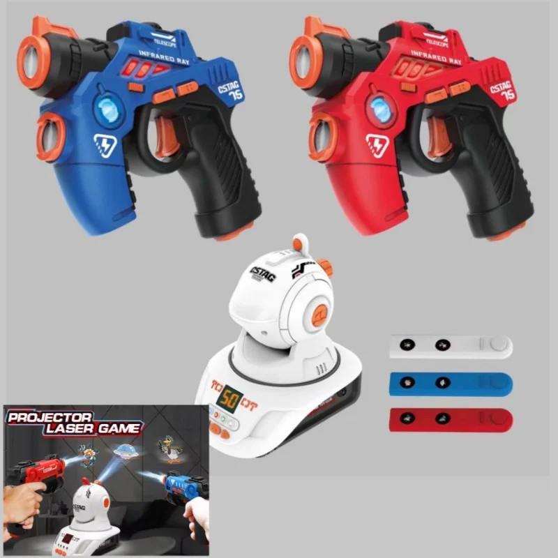 CSTAG Projector Duck Hunt Shooting Game Kids Gifts Toy For Boys Laser Tag Infrared Mini Pistol Guns Battle Game Indoor