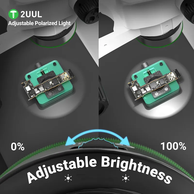 2UUL MS97 مصباح مستقطب قابل للتعديل للمجهر الهاتف المحمول اللوحة الأم لحام إصلاح مكافحة الدخان الضوء الأيمن