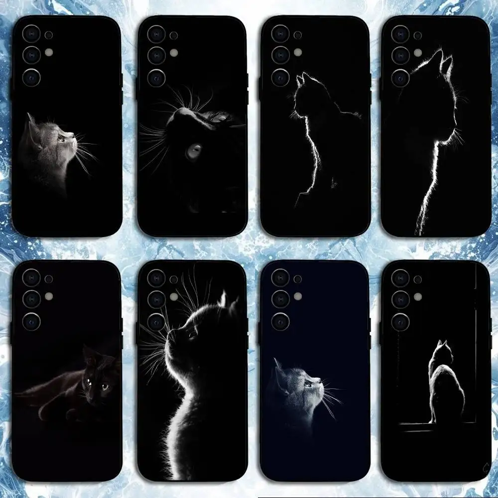 

Black Kitten Cat Phone Case For Samsung S25,S24,S23,S22,S21,S20,Plus,Fe,Lite,Others Black Cover