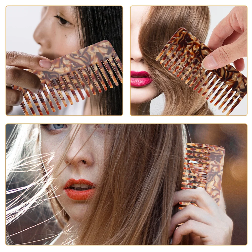 

2pcs Wide Tooth Comb For Curly Hair Anti Static Detangler Wet Hair Combs Styling Tool For Women Travel Home Use
