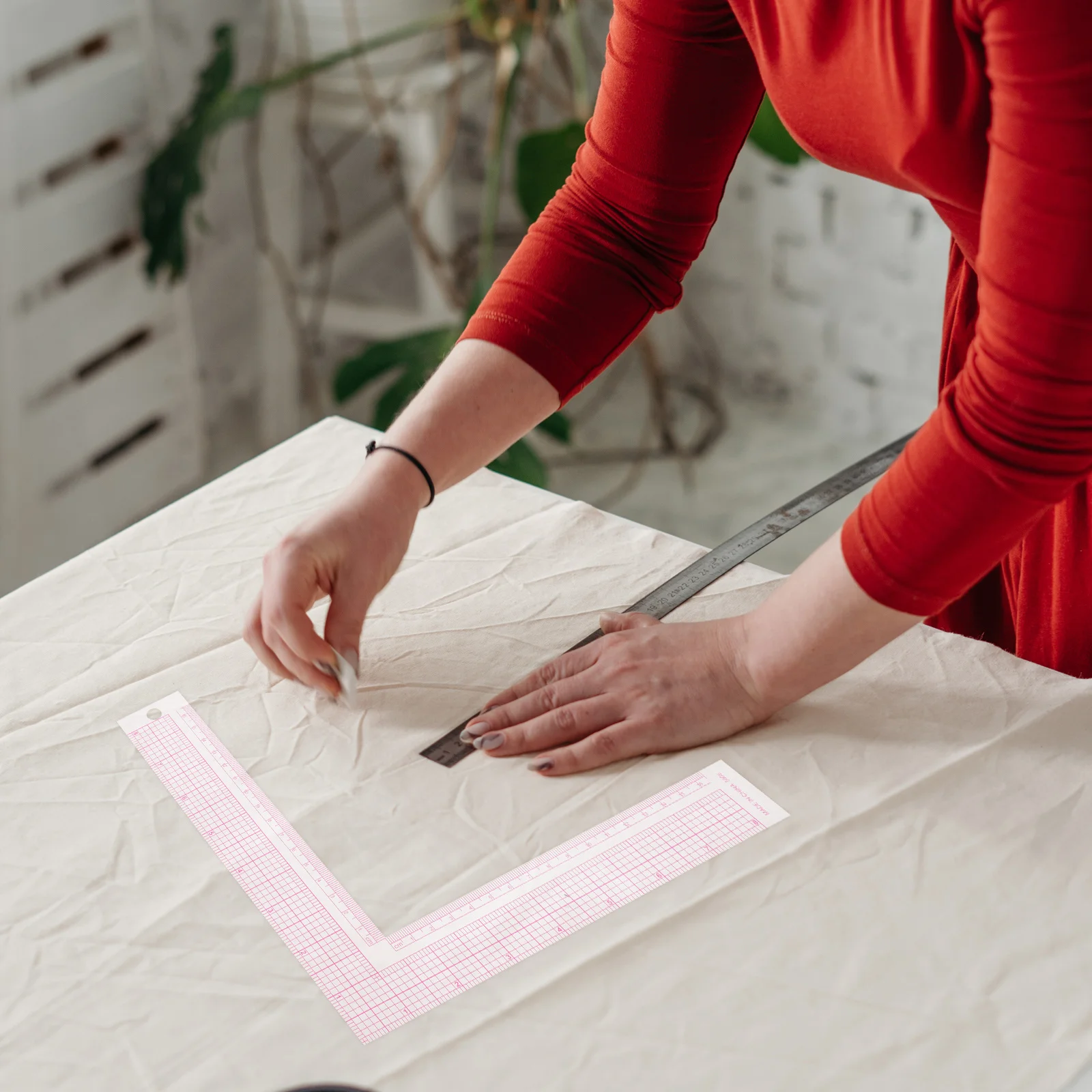 2 قطعة حاكم تصميم الخياطة L مربع منحنى حاكم خياط أداة قياس المهنية الخياطة اكسسوارات نمط النسيج #5